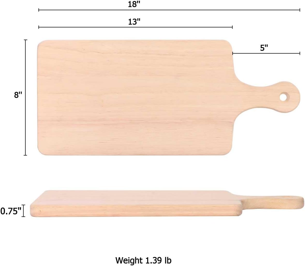 LZMS 4 Packs 18" x 8" Wood Serving Boards Set | Unfinished Wood Crafts with Handle | Wooden Cutting Boards Bulk for Charcuterie,Cheese,Meat,Bread,Vegetabes & Fruits Large