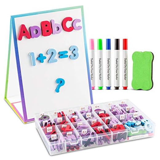 Tabletop Magnetic Easel Whiteboard (2 Sides) Includes:199 Magnetic ABC Alphabet Letters-Numbers-Symbol's, 5 Dry Erase Markers, & 1 Eraser. Drawing Art White Board Educational Kids Toy