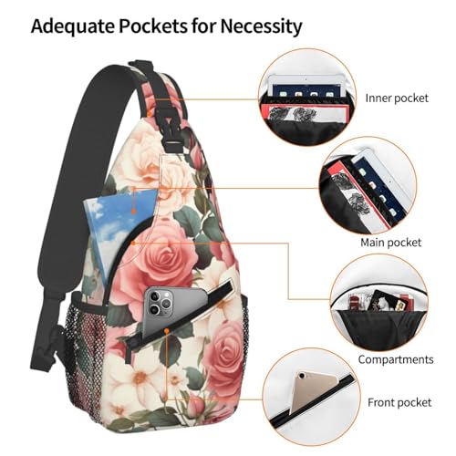 Bolso Pequeño de Hombro para Senderismo Negro Floral miniatura 4