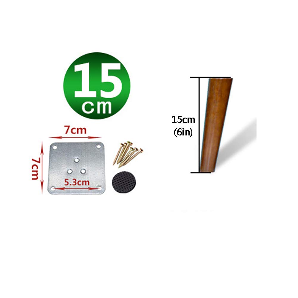 CHEWYNP 4 Piezas de Patas de Muebles, Patas de sofá, reemplazo de Patas de Silla de Color Nogal de Mediados de Siglo de Madera con Placas de Montaje de Patas y Protectores de Fieltro para