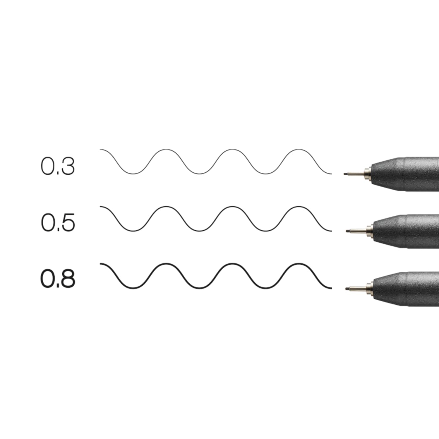COPIC Multiliner Set Black, 3 pisaki o 3 różnych szerokościach linii, pisaki kreślarskie z tuszem pigmentowym odpornym na działanie wody i alkoholu, do szkiców, ilustracji i konturów