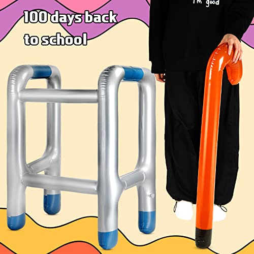 Zonon 2 Pcs Inflatable Walker and Cane Blow up Toy, Over The Hill Gag Gifts Cane Prop Funny Old Age Accessories for Little Teen 100th Day of School Retirement Dress up Party Decoration by Zonon - Image 5