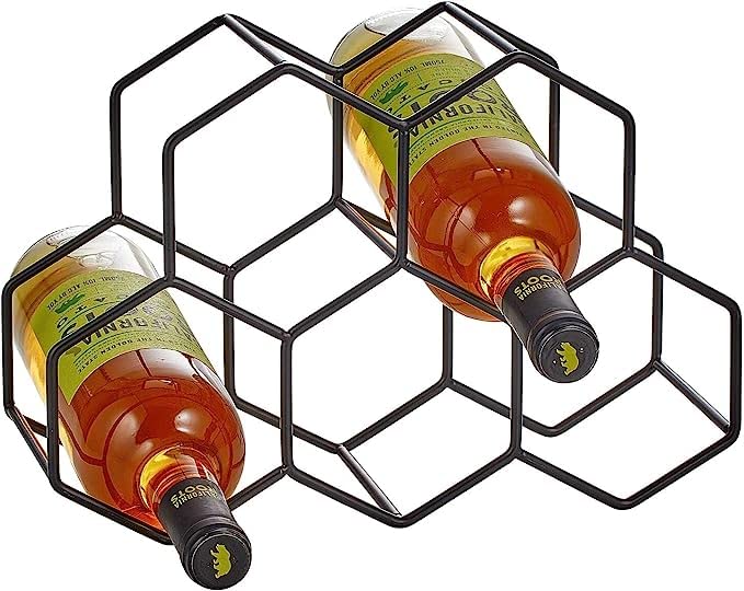 Crafties Art Bottle Holder,Wine Storage Small Wine Rack Freestanding Floor, Modern Wine Rack Tabletop, Wine Rack Display Shelf for Kitchen Bar (Honeycomb 5 Bottle)-image-43