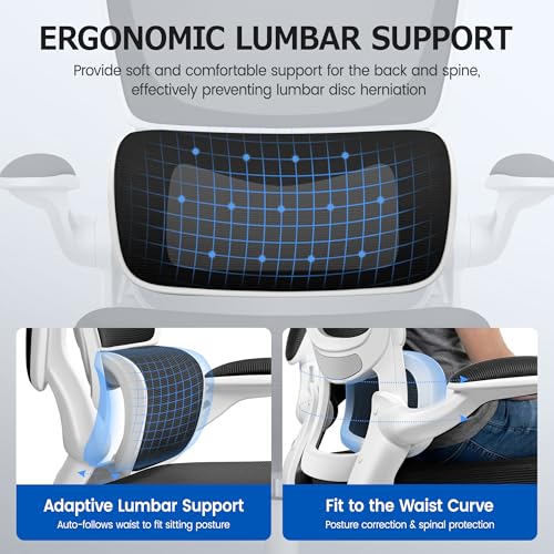 Image of ALLGOD Office Chair Ergonomic Desk Chair, Breathable Mesh Desk Chair Comfy with Lumbar Support, Flip-up Armrests, Computer Chairs Comfortable for Home, Office, Work, Standard, 300Lbs