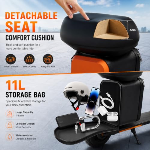 Image of Electric Scooter with Seat, 350W Motor, Up to 19 MPH, 15 to 21 Miles Range, Foldable Commuter E Scooter with Seat