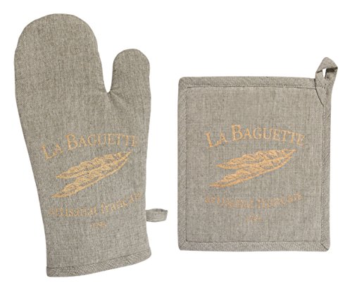 Manique Imprimee Double Face Atelier De Cuisine Vintage Bleu Promobo Ovenhandschoenen Pannenlappen Huis Workbenchprojects Com