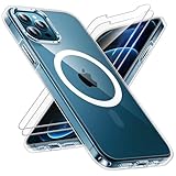 TAURI for iPhone 12 Pro Max Case, Compatible with Magsafe [Yellowing Resistant] with 2X Screen Protectors, Military-Grade Protection, Slim Magnetic Phone Case for iPhone 12 Pro Max, Clear, 6.7