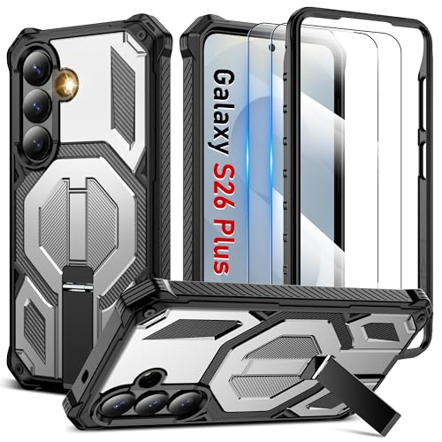 S26 Plus case Compatible with MagSafe | [HD Screen Protector×2] [Hidden Multi-Function Stand] 14FT Military Grade Drop Proof Protective Phone Cover Grey - image 1