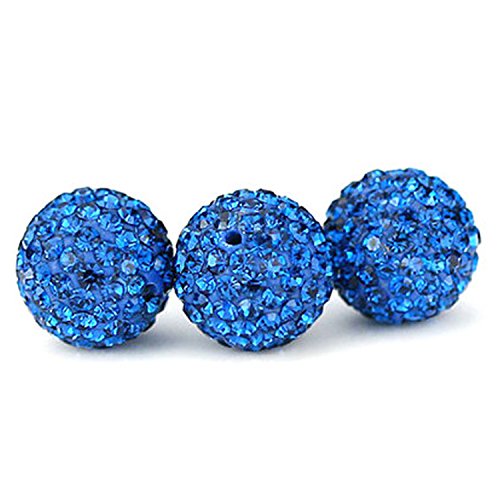 RUBYCA Pave Czech Crystal Disco Ball Clay Beads fit Shamballa Jewelry (50pcs, 8mm, Royal Blue)
