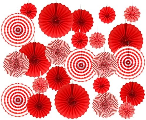 24 Pcs Colorful Hanging Paper Fans Set, Hanging Honeycomb Paper F...