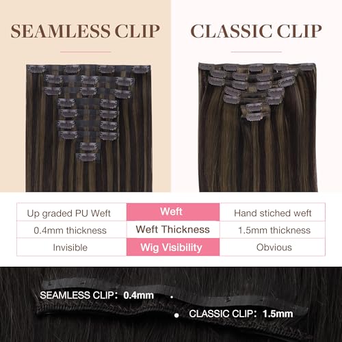 Image of GOO GOO Seamless Clip in Hair Extensions Real Human Hair Remy Extensions
