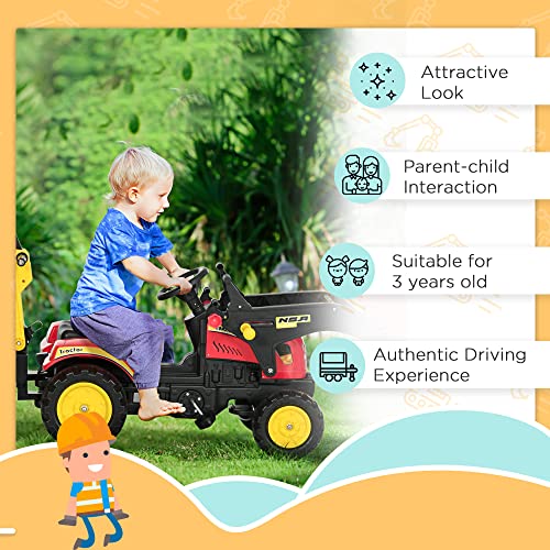 image for Aosom 3 in1 Kids Ride On Excavator/Bulldozer, Pedal Car Digger Toy Mov