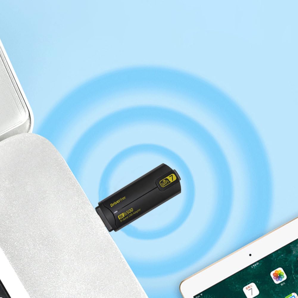 Generic Adaptateur WiFi 7 USB 6500 Mbps BE6500 WiFi Dongle Tri-Band 2.4G & 5.8G & 6GHz Carte Réseau Sans Fil Pilote gratuit pour Win 10/11