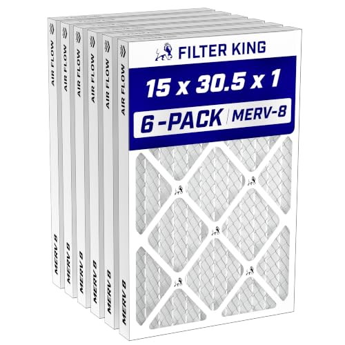 Image of Filter King 15x30.5x1 Air Filter MERV 8, AC Furnace Filters (6-Pack)