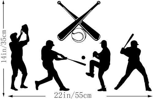 Miniatura 2 de Calcomanía de pared de estilo deportivo extraíble para jugador de béisbol personalizada