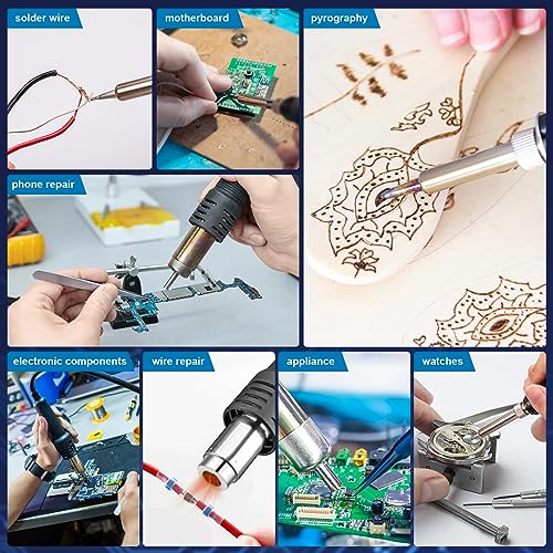Defabee 14Pcs Soldering Station, 2 In 1 Hot Air Functions Digital Display Soldering Iron Soldering Kit thumb #5