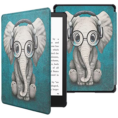 KANNIL Étui pour avec Amazon 6,8" Kindle Paperwhite (11e Génération, Modèle 2021), Coque de Protection Mince et Léger Magnétique Auto Réveil/Veille Kindle Paperwhite Édition Signature (Z-Elephant) Cover