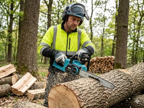 Image of KAITO 48 V Cordless Chainsaw Machine | Brushless Motor | 12-Inch Guide Bar | 8300 RPM | 2 x 3.0 Ah Batteries | Tree Cutter Tool | Wood Cutting Machine for Home | Wood Cutter Tool Machine