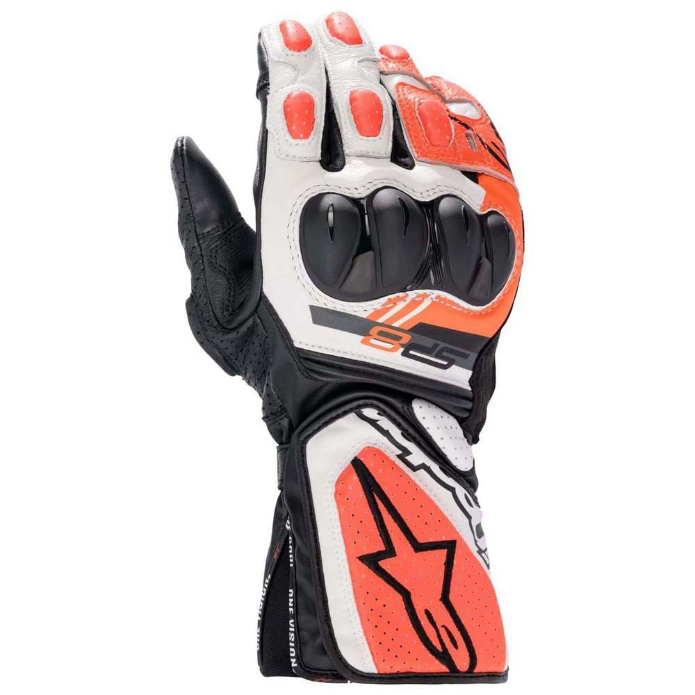 Alpinestars SP-8 V3 Gloves, Full Gauntlet Leather, CE-Certified, Race-Inspired Fit, Knuckle Protection, Reinforced Palm, Multi-Panel Construction