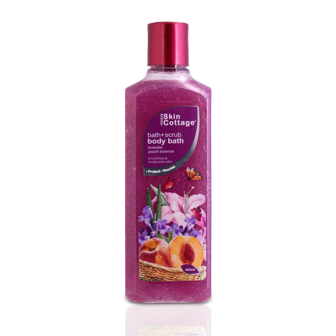 Skin Cottage Lavender Peach Essence Bath Scrub - Exfoliating Body Wash with Apricot Kernel and Jojoba Beads (400 ml)