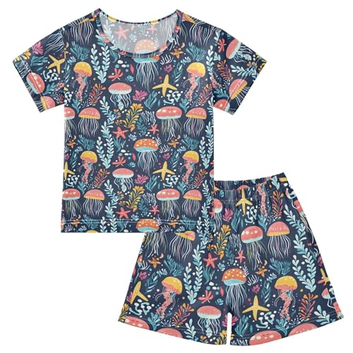 Colorful Jellyfish Pajama Set Pajamas Sleepwear Nightwear Loungewear Clothes Set B04049103