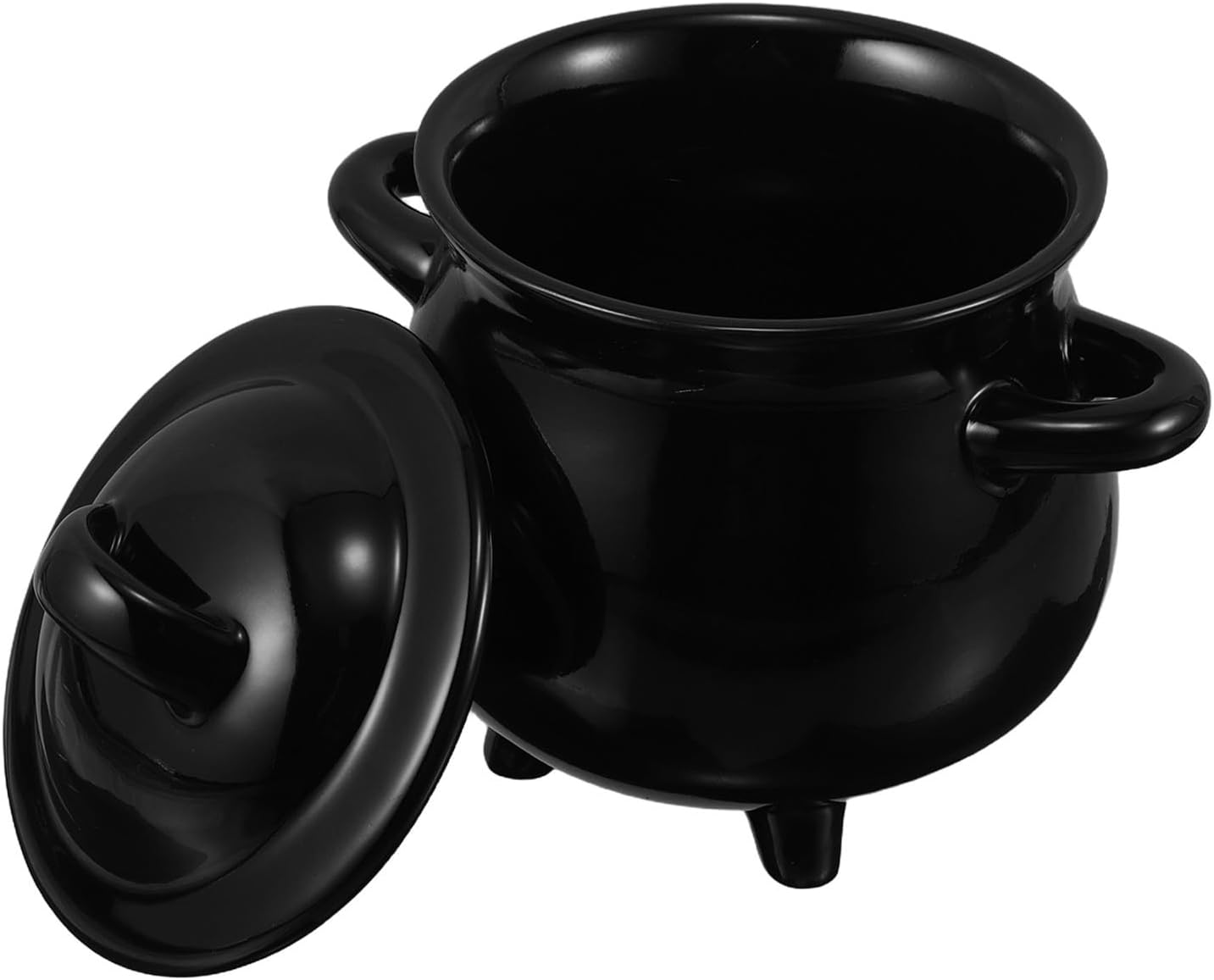 700ml Black Ceramic Cauldron Mug with Unique Design, Sturdy Halloween Drinkware Bowl for Special Occasions and Dining Table Decoration