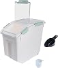 Rice Storage Container Dog Food Storage Box with Wheels Seal Locking Lid Kitchen Cereal Flour Bin (Cyan)