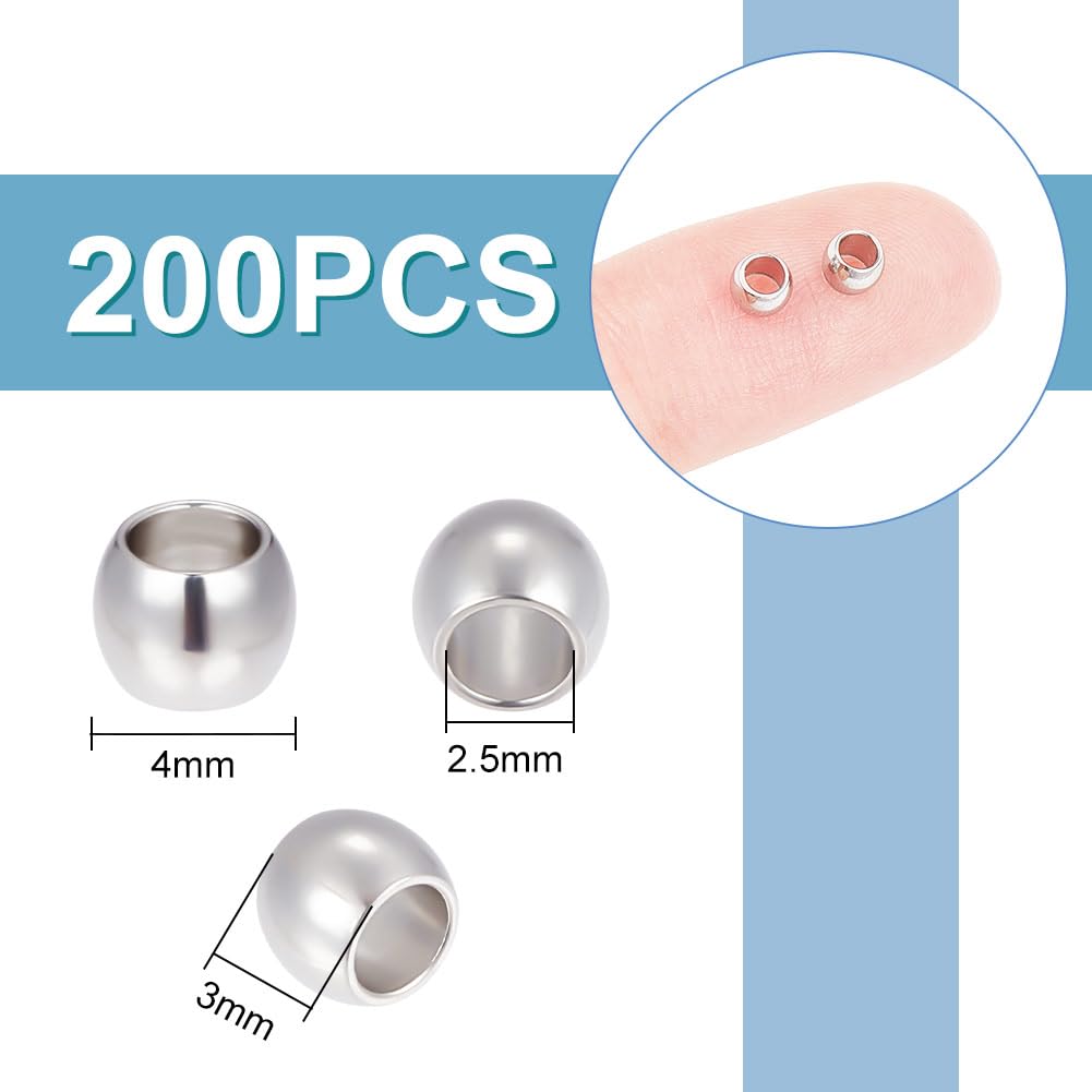 UNICRAFTALE About 200pcs Rondelle Spacer Beads 2.5mm Diameter Stainless Steel Loose Beads Round Beads Metal Spacer Bead Small Smooth Beads Finding for DIY Bracelet Necklace Jewelry Making - Image 3