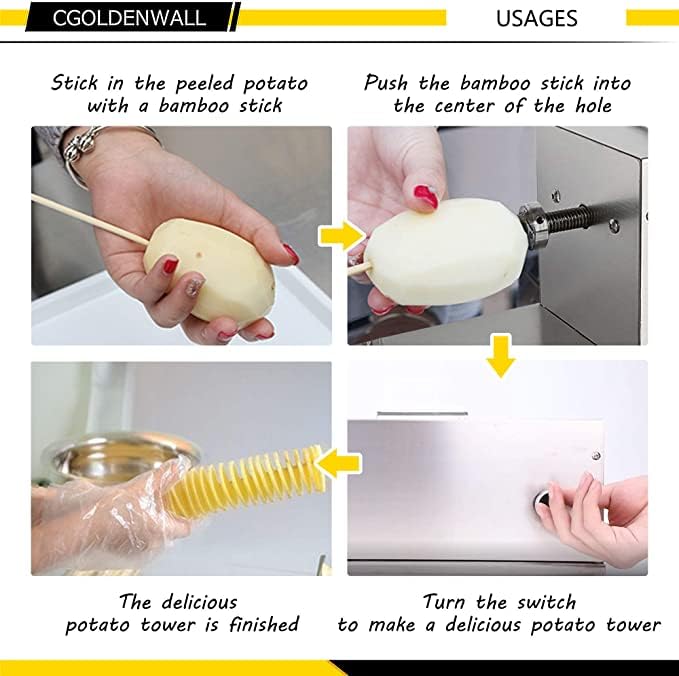Cortadora eléctrica de papas en espiral 40W acero inox miniatura 7