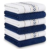 BOSKIMO Premium Baumwoll-Küchentücher – 6er-Pack Küchentücher aus Mikrofaser und Frottee, saugfähige Geschirrtücher aus Baumwolle, Marineblau