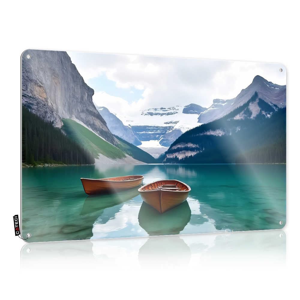 Vintage Poster Accessories Western Bar Sarcastic Essentials Two Boats On A Serene Mountain Lake - Easy To Hang Art(30X40CM)