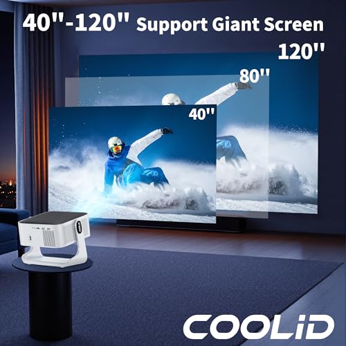Image of [Compatible with Netflix & Support 4K] 1080P HD Mini Projector Dual Band WiFi6 5G and BT 5.4 Auto Focus & Obstacle Avoidance Portable Outdoor Projector, 270 Adjustable Stand for Home Movie - White