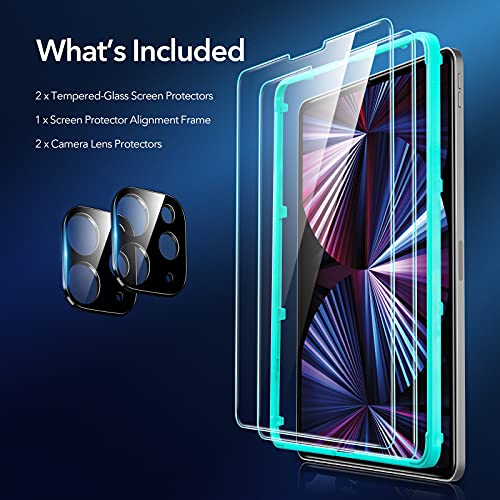 Esr Screen Protector For Ipad Pro 11 Inch (2022/2021/2020, 4Th Gen/3Rd Gen/2Nd Gen) With Camera Lens Protector, Tempered-Glass Film, Fingerprint And Scratch Resistant, Face Id Compatible, 2 Pack #TOP1