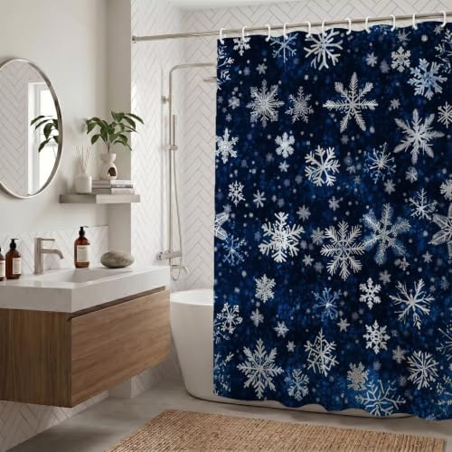 Rideau de douche flocon de neige en tissu polyester haut de gamme