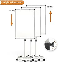Vista 2 de VIZ-PRO ECO Magnetic Mobile Whiteboard, 36 X 24 Inches, Easel Flipchart Stand Rolling Dry Erase Board with Paper Pads