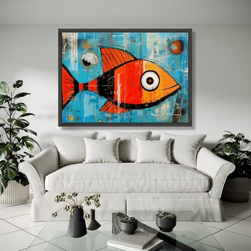 Décoration intérieure marine toile de poisson orange à offrir