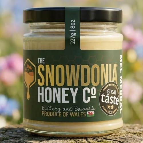 The Snowdonia Honey Co. Pure Soft Set Honey - Welsh Unpasteurised Raw Honey - UK Natural Real Honey - Luxurious Honey, an Ideal Gourmet Gift - Delicious, Wonderful and Nutrient-Rich