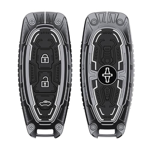 Image of Keyzone Iron Core Series Key Cover Compatible for Suzuki Baleno, Ciaz, Ignis, SCross, Vitara Brezza, Toyota Urban Cruiser 3 Button smart Key (Gunmetal)