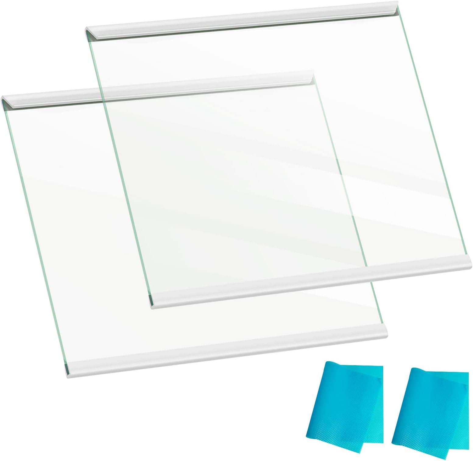 [2 PACK] UPGRADED W11130203 Freezer Glass Shelf Replacement Compatible with Whirlpool Freezer Shelf Replacement Refrigerator Glass Freezer Shelves Parts W10527849, W10773887, AP6262440, PS12347522