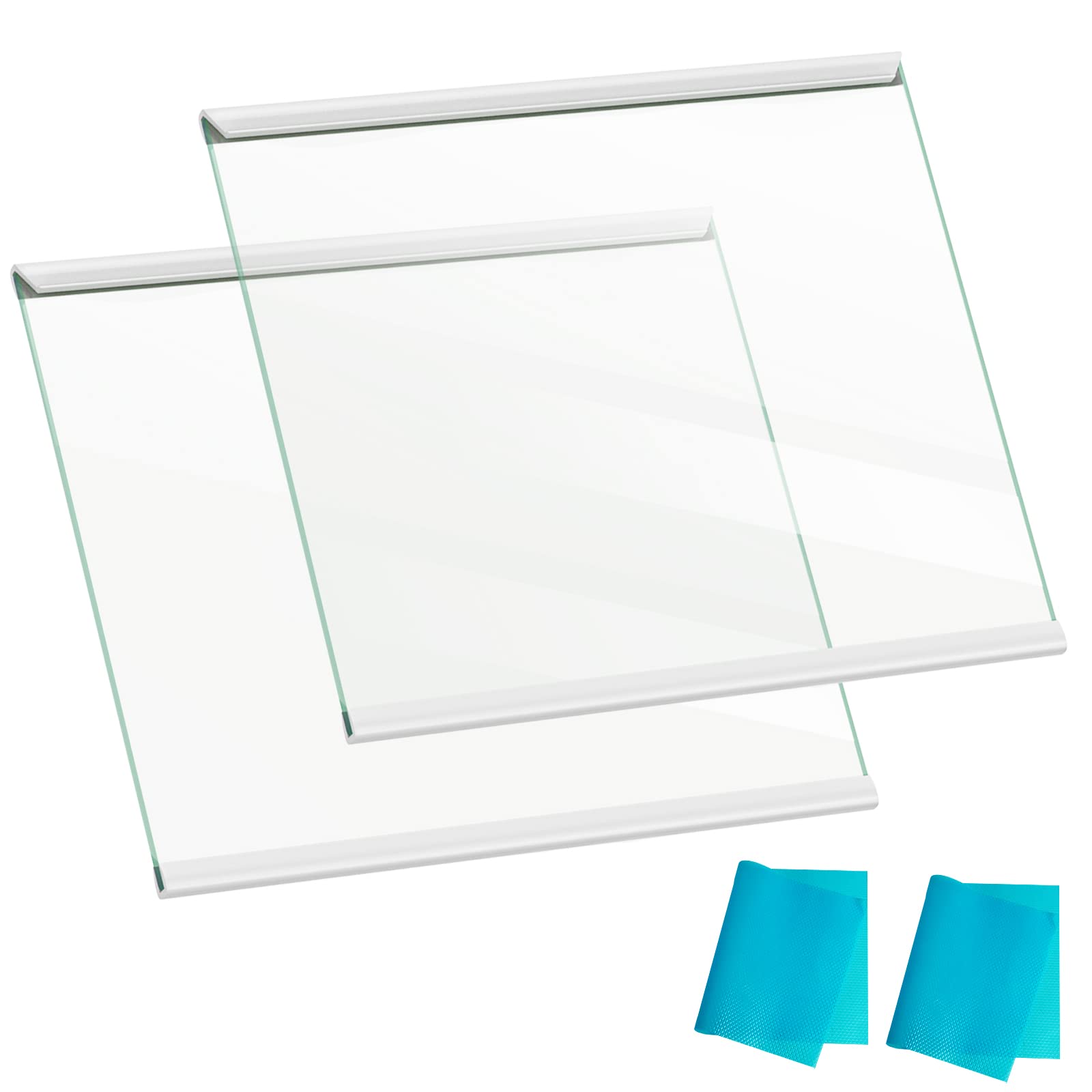 [2 PACK] UPGRADED W11130203 Freezer Glass Shelf Replacement Compatible with Whirlpool Freezer Shelf Replacement Refrigerator Glass Freezer Shelves Parts W10527849, W10773887, AP6262440, PS12347522