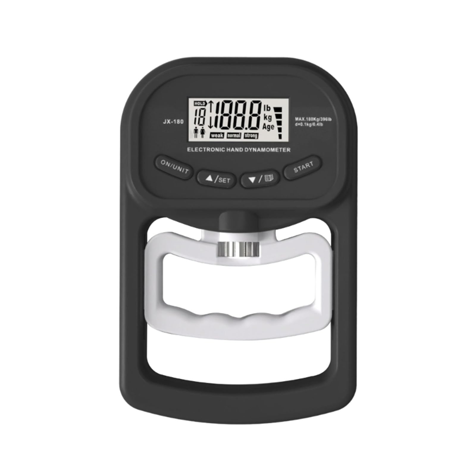 Force Gauge, Grip Strength Tester Trainer Dynamometer Handgrip Measurer Meter, Handhelds Strengthener Exerciser 396lbs/180kg Drop Shipping(Nero)