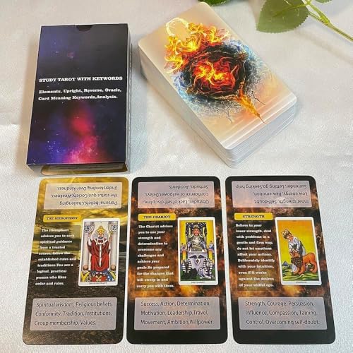 Tarot Cards for Beginners, Classic Tarot Cards with Meanings on Them, 78 Tarot Deck Set, Learning Tarot Deck, No Guide Book Needed, Learning Tarot Cards Set, Tarot Deck Fortune Telling Game (Colorful)