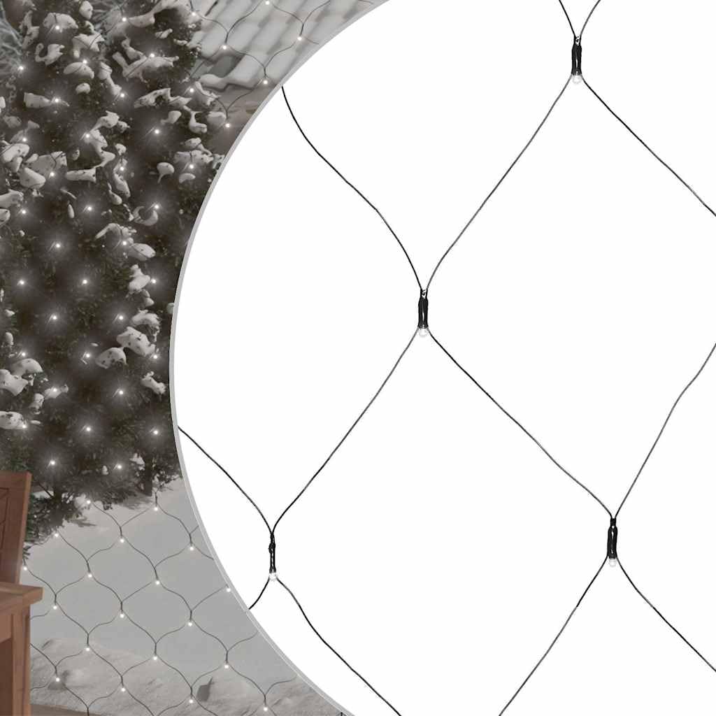 LED-Lichternetz Kaltweiß 3x2 m mit 204 LEDs, energiesparend, PVC Material, 5 m Verlängerungskabel, IP44 wasserdicht für Innen und Außen, 8 Lichtfunktionen