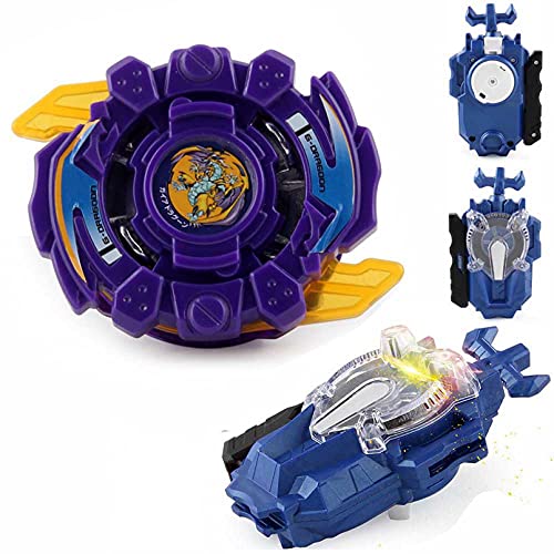 DYT Bey Battle Evolution Blade Turbo God Bay Booster B-146 02 Gaia Dragoon Around Hunter' Vol.16 Gyro Starter with Sparking Wire Bey LR Launcher Set(Blue)