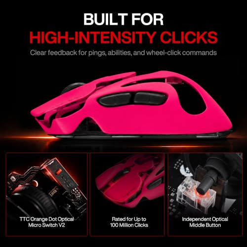 Image of Angry miao AM Infinity Mouse .97 Wireless Gaming Mouse 47g Ultra-Light PAW3950 Sensor, 8K Dual Polling Rate 30,000 DPI, Claw & Fingertip Grip Optimized, 1.2s Hot-Swap Fast Charge, Tri-Mode Mouse Pink