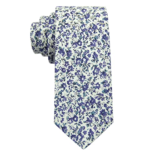 Image of Mantieqingway Floral Ties for Men Skinny Cotton Tie Flower Necktie