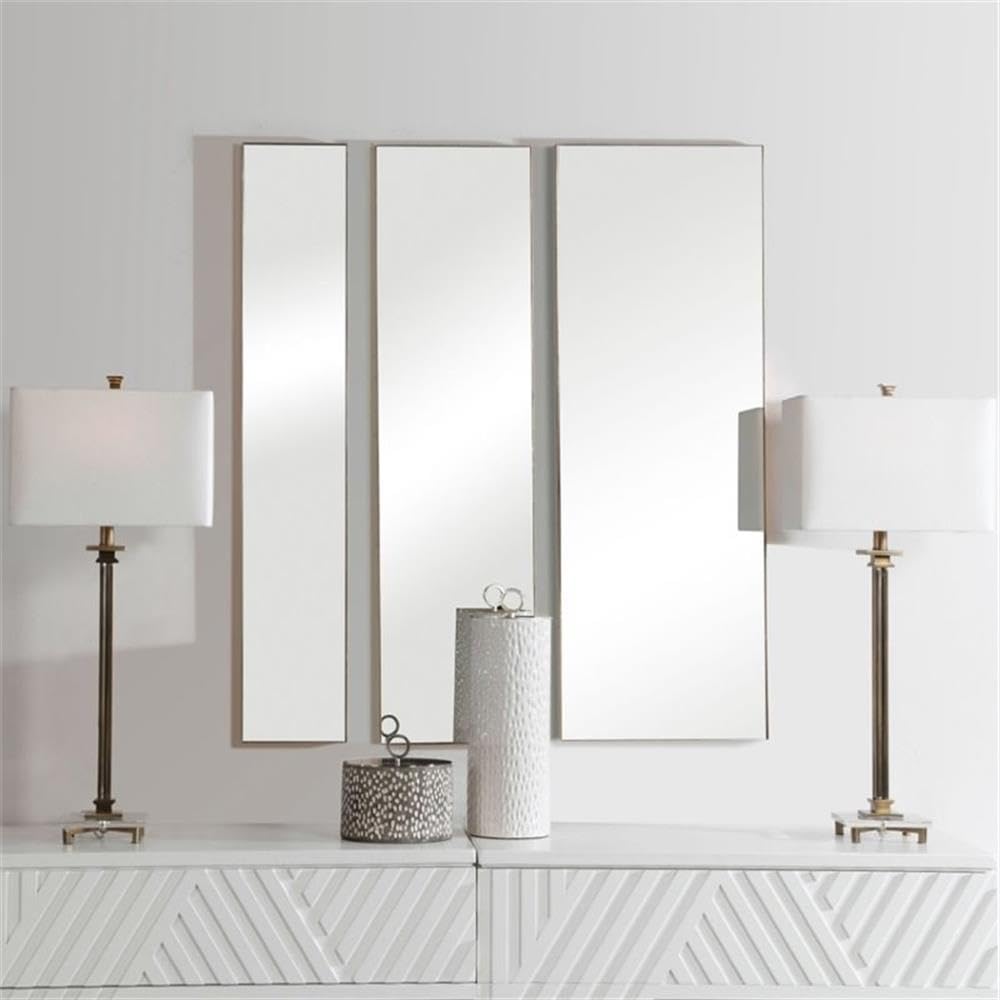 BOWERY HILL Contemporary Mirror in Gold Leaf (Set of 3)