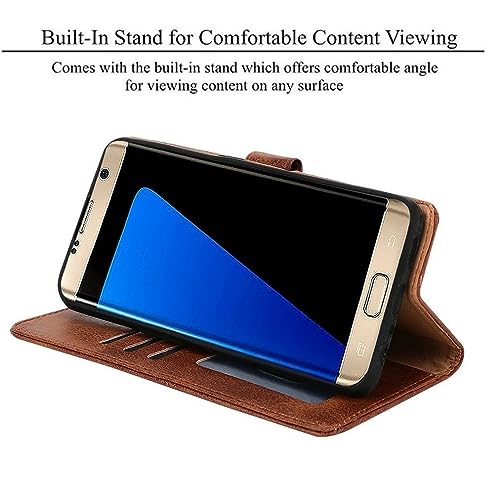 Image of Vintage Magnatic Closer Matte Leather Flip Cover Compatible Model for Oppo CPH2617 / Oppo A59 5G - Tan Brown