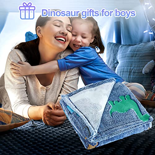 TEHALK Dinosaur Glow in the Dark Kids Throw Blanket, 60"x80", Blue