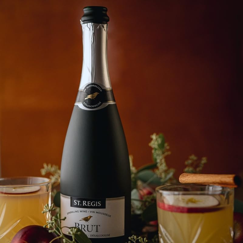 Miniatura 5 de St. Regis Bebida burbujeante Brut sin Alc, 25.4 onzas líquidas (paquete de 2), seca, crujiente, dorada, con burbujas finas, bebida de celebración